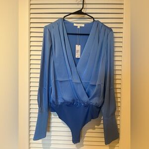 ‘date night’ blouse in blue. Body suit. Never worn